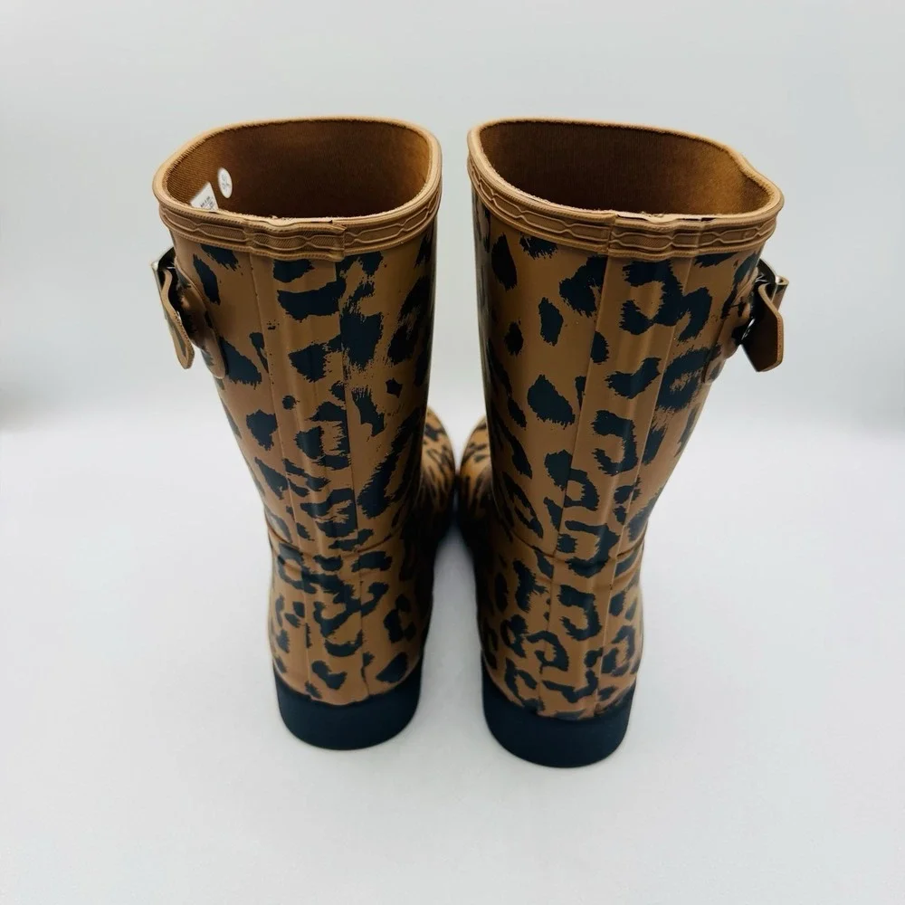 Hunter Original Refined Rain Boots Women's Size‎ 8 Leopard Print Brown